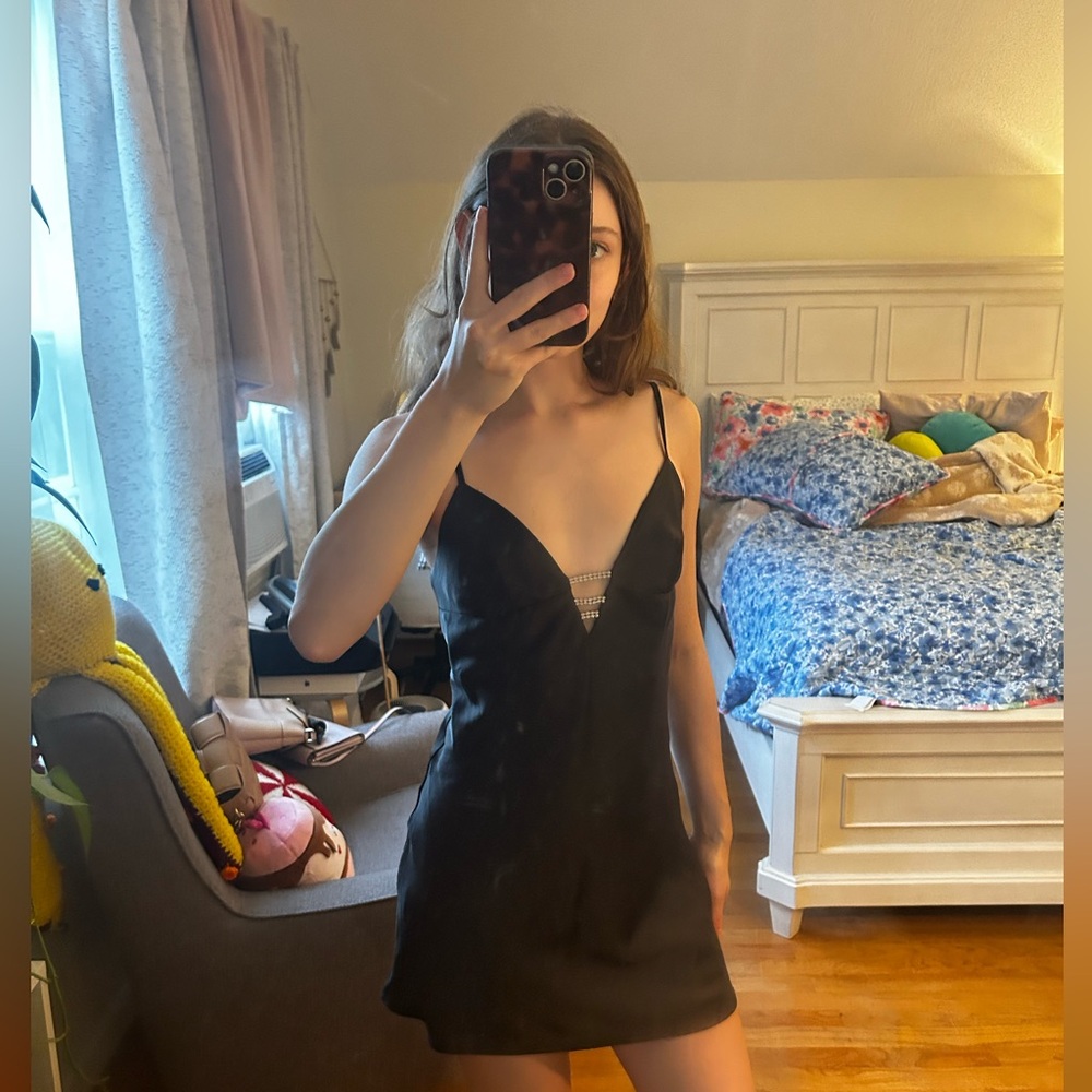 L.A. HEARTS satin black mini dress